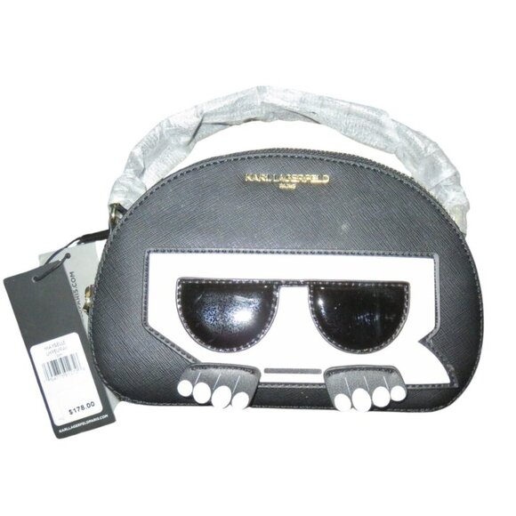 Karl Lagerfeld Paris Maybelle Top Handle Leather Embossed Crossbody & Coin Case - Picture 3 of 12